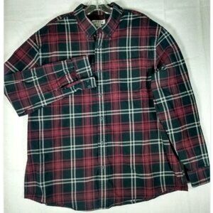 Orvis Plaid Shirt Mens XL Long Sleeve Cotton Heavy Button Up Red Black Outdoors